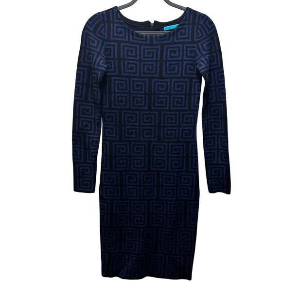 Alice+Olivia Womens Nadia Greek Key Geometric Merino Wool Sweater Dress Size XS - Picture 1 of 8